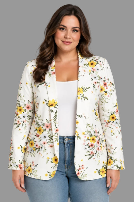Blazer blanca con estampado de flores