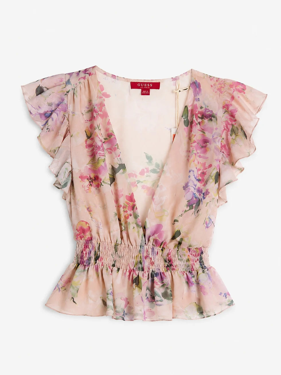Blusa rosa estampada de gasa GUESS