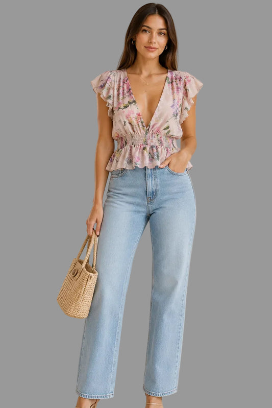 Blusa rosa estampada de gasa GUESS