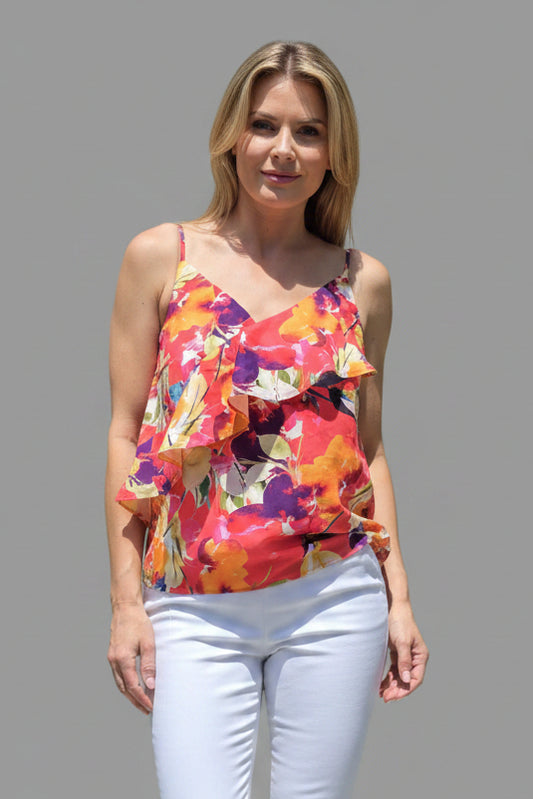 Blusa de tiros estampada con volantes GUESS