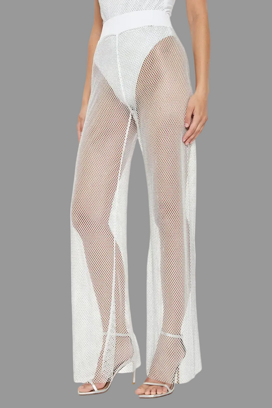Pantalón rejilla con brillantes Guess